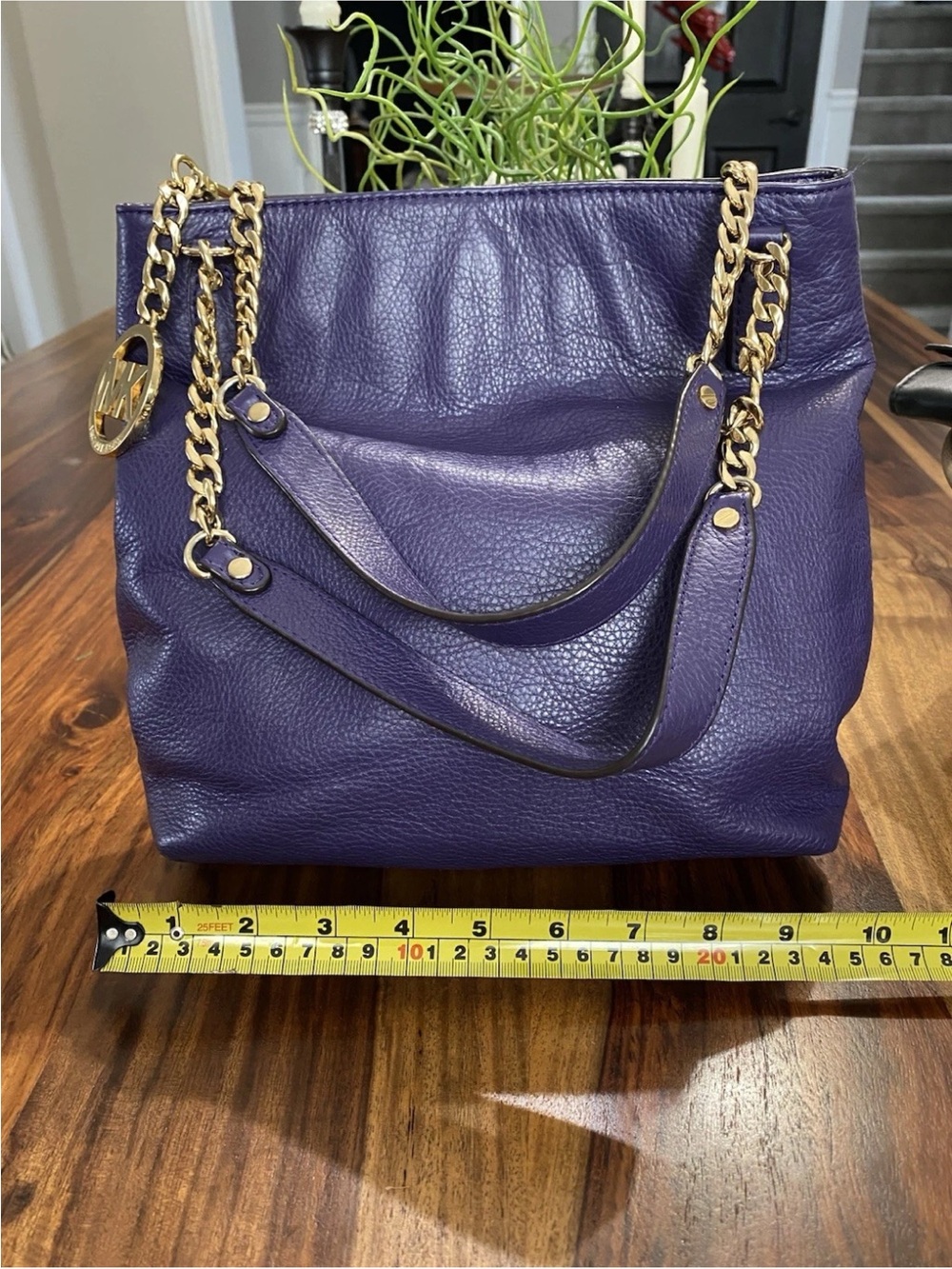 Michael Kors Purple Pebbled Leather Shoulder Bag with Gold Chain Straps 💜💜💜💜💜